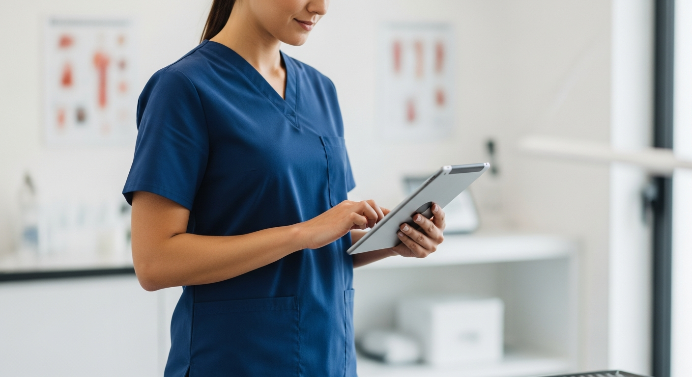 Veterinarian reviewing database